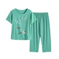 thumbnail image 1 of RKSTN Ensembles de Pyjama pour Femmes 2 Pcs Été Ensemble Deux Pièces Manches Courtes Col Rond Ensemble de Pyjama Hauts Imprimés Ensemble Pantalon Pyjamas Doux Confortables, 1 of 3