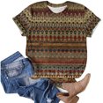 thumbnail image 4 of SMihono Hauts pour Femmes Été Décontracté Mode Confortable Col Rond Manches Courtes Imprimé Blouse T-shirt Oversize pour Femmes 2023, 4 of 5