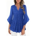 thumbnail image 2 of Yuyuzo Womens Tops 3/4 Sleeve Dressy Casual Sparkly Tunic Blouses Ruffle Loose Casual Layered V Neck Partywear Shirts, 2 of 7