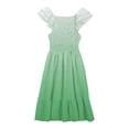 thumbnail image 2 of MIASHUI Robe d'Écolière pour Filles à Manches Volantées, Extensible, Ligne A Évasée, Vert Pâle, 4-5 Ans, 2 of 5