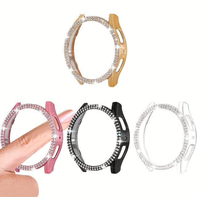 CNKOO 4pcs Sparkling Rhinestone Watch Cases for Samsung Galaxy Watch 4/5/6/7 40mm & 44mm - Hard PC Material Scratch-Resistant Easy Installation Stylish Accessory for Women and Girls
