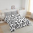 thumbnail image 2 of YST Abstract Down Comforter Queen Size,Geometry Pattern Comforter Set For Teenager,Black White Stripes Duvet Set,Western Art Style Bedding Set For All Season,Soft Warm Lightweight, 2 of 5