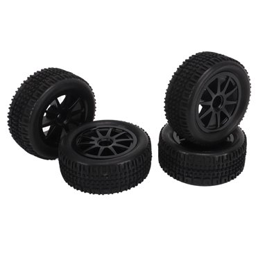 Replacement RC Tires, Black 4Pcs 1/16 Scale RC Car Tires Flexible Driving Strong Cushioning  For Remote Control Model