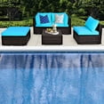 thumbnail image 3 of Gymax Ensemble de Conversation de Patio en Rotin 5 Pcs Ensemble de Meubles d'Extérieur avec Coussin Ottoman, 3 of 10