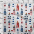 thumbnail image 3 of oneOone Rayon Red Fabric Sea Lighthouse Sewing Material Print Fabric By The Yard 56 Inch Wide, 3 of 5