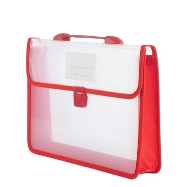 ZTTD 1Pcs Plastic File Folder Poly Envelope Expanding File Wallet Document Folder with Snap Button Closure, A4 Size, Large Waterproof Accordion File Pouch (Type10-Red)
