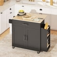 thumbnail image 2 of HOMCOM Mobile Kitchen Island with Power Outlet Drop Leaf Kitchen Cart Black, 2 of 10