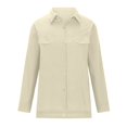 thumbnail image 3 of Yuyuzo Womens Button down Shirts Cotton Linen Fall Loose Casual Long Sleeve Solid Color Blouses, 3 of 5