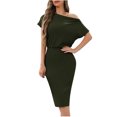 thumbnail image 2 of Gspmoly Robe d'Été, Robe d'Été Mode pour Femmes Décontractée à Manches Courtes, Épaules Dénudées, Longueur Genou, Robes de Soirée pour Femmes Offres Prime, 2 of 7