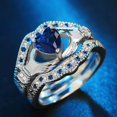 thumbnail image 4 of Kcodviy Blue Three Layer Holding E Ring The Heart Ring Engagement Rings for Women Men Wedding Ring Set for Women Exquisite Ring Size 5 Rings Set for Women To 12, 4 of 9