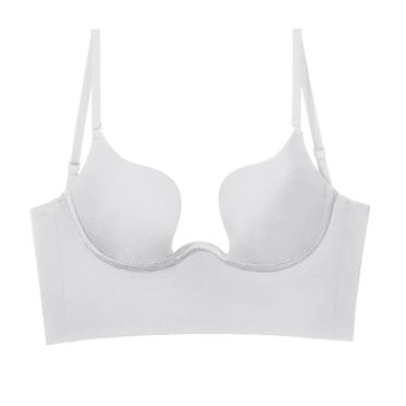 FhsagQ Bra Women's Bras Plus Size Women Solid Low Back Bras Underwired U Shape Backless Bras Convertible Straps Underwire Bra Suit Women Bras Open Underwear Women Bras with Garter Belt White XL