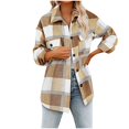 thumbnail image 2 of EGNMCR Womens Plaid Shacket Jacket Button Long Sleeve Shirt Coat Fall Winter Loose Flannel Jacket, 2 of 8