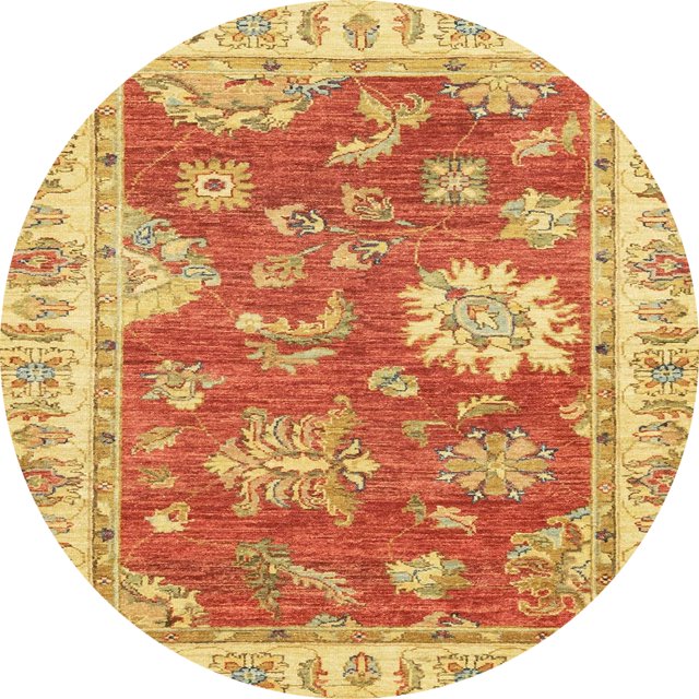 Ahgly Company Tapis d'Intérieur Ronds Abstraits Orange Rouge de Style Oriental, 8 Pieds Rond