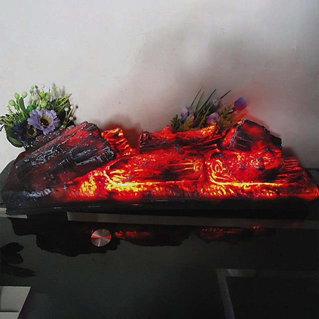Lampe à Flamme en Résine pour Bois de Chauffage Accessoires de Cheminée Électrique de Bureau
