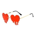 thumbnail image 1 of lionlar Lunettes de Soleil Cœur pour Femmes Irrégulières pour Magasinage en Plein Air Sans Monture Rouges, 1 of 8