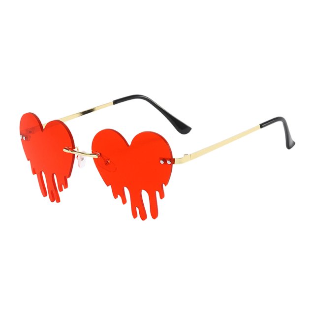 lionlar Lunettes de Soleil Cœur pour Femmes Irrégulières pour Magasinage en Plein Air Sans Monture Rouges
