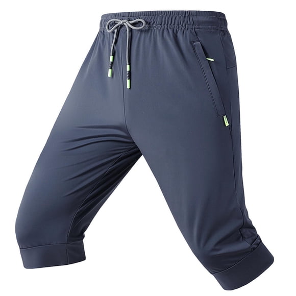 Mens Elastic Waist Shorts with Pockets for Men Solid Color Drawstring Closure Casual Pants 1 Pc