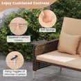 thumbnail image 4 of Gymax Causeuse en Osier 2 Pcs et Pouf de Rangement avec Dossier à 4 Niveaux et Coussin Doux Beige, 4 of 9