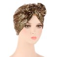 thumbnail image 2 of Turban Musulman pour Femmes avec Nœud, Paillettes, Bonnet, Foulard, Couvre-Chef, 2 of 3