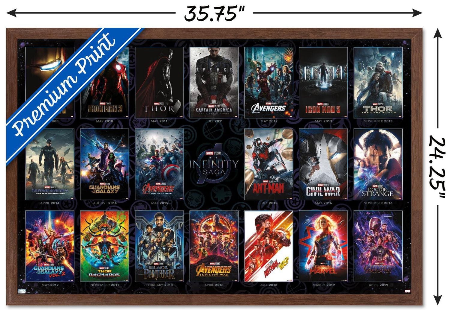 Marvel Avengers: The Infinity Saga - One Sheet Grid Wall Poster, 22.375" x 34" Framed