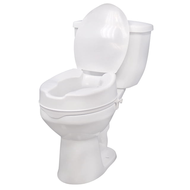 Drive Medical Raised Toilet Seat with Lock and Lid, Standard Seat, 4"