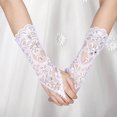 thumbnail image 2 of Wedding Gloves  Bride Gloves  Bridal Gloves  Wedding Bride Gloves Retro Syle Ivory Lace Flower Bride Bridal Rhinestone Sexy Fingerless Gloves Wedding White, 2 of 7
