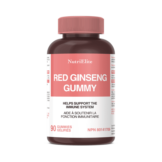 NutriElite Red Ginseng Gummies with Vitamin C, Immune Support Supplement, Antioxidant Formula, 90 Gummies