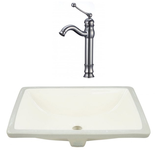 20.75-in. W CSA Rectangle Bathroom Undermount Sink Set In Biscuit - Chrome Hardware AI-23082