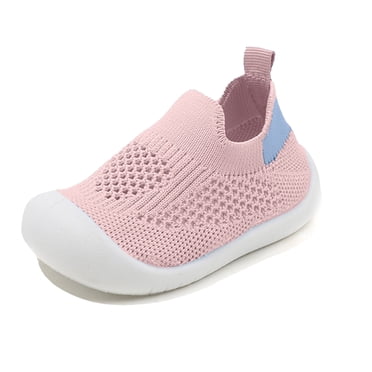 Chaussures pour Bébé Garçons Filles Respirantes Chaussures-Chaussettes Non Marche Premières Chaussures de Marche avec Semelle en Caoutchouc Souple Pantoufle Espadrille pour Nourrisson Tout-Petit Rose 17/12 m-18 m