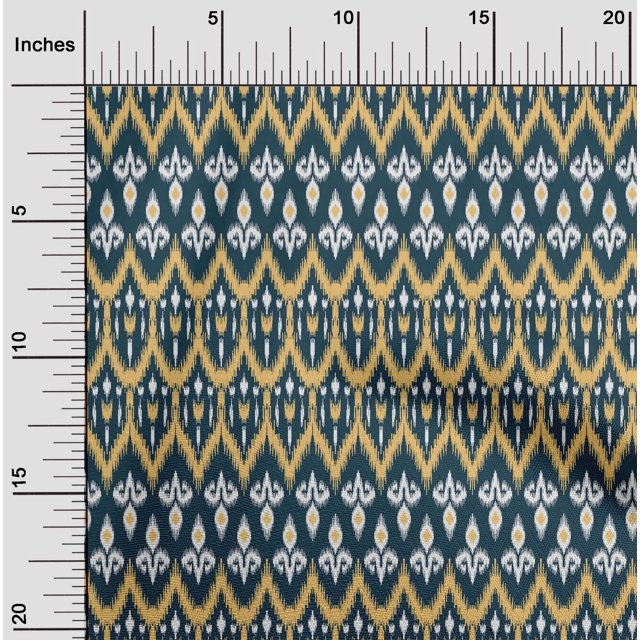 oneOone Georgette Viscose Fabric Damask & Chevron Ikat Printed Fabric 1 Yard 42 Inch Wide