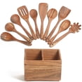 thumbnail image 1 of Pinook Home - Ensemble de Spatules en Bois d'Acacia avec Porte-Spatules - 10 Pcs, 1 of 3