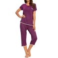 thumbnail image 3 of MINTLIMIT Ensembles de Pyjama Unis pour Femmes, Hauts à Manches Courtes et Pantalons Capri, 3 of 4