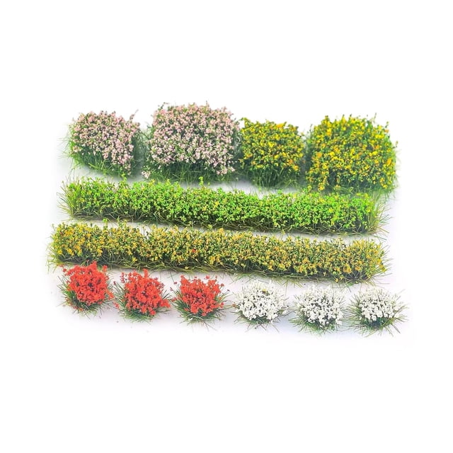 Bunblic DIY Miniature Grass Tufts Artificial Grass Modeling Versatile Flower Cluster for Architecture Building Train Landscape Style A