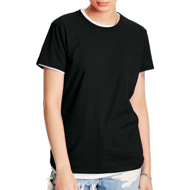 Hanes SL04 T-Shirt Nano-T pour Femmes Taille Small, Noir
