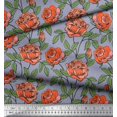 thumbnail image 3 of Soimoi Tissu en Voile de Coton Feuilles & Roses Imprimés Floraux au Mètre 56 Pouces de Large, 3 of 3
