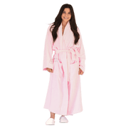 Crescentt Luxury Terry Cloth Bath Robes with Slippers for Women Cotton Terry Shawl Collar Robe with Slippers - Cherry Pink Shawl - Petite XS/S
