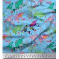 thumbnail image 1 of Soimoi Blue Moss Georgette Fabric Stamp & World Map Print Fabric by the Yard 42 Inch Wide, 1 of 5