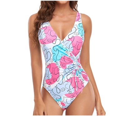 EQWLJWE Maillots de Bain pour Femmes 2023 Femmes une-Pièce Unis Maillots de Bain Contrôle du Ventre Tankini Tenue de Plage Robe de Bain