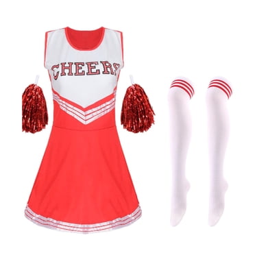 Bunblic Girls Cheerleading Uniform Cheerleader Costume Off Shoulder Design Dress Cheerleading School Uniform suits for Party Carnival