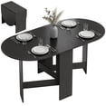 thumbnail image 1 of HOMCOM Table à Manger Pliable, Table Ovale à Abattants pour Cuisine, Noir, 1 of 10