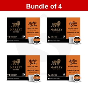 Bundle of 4 - Marley Coffee Single Serve K-Cup Compatible Capsules, Buffalo Soldier, Medium-Dark Roast, 24 Count 1 count (Pack of 24)