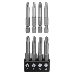 Uxcell 4pcs Y-Type Magnetic Screwdriver Insert Bits #1/2/3/4 1/4" Hex Shank 2" Length Special Shaped Y-Shaped Power Drill Bits with Bit Holder