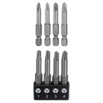 Uxcell 4pcs Y-Type Magnetic Screwdriver Insert Bits #1/2/3/4 1/4" Hex Shank 2" Length Special Shaped Y-Shaped Power Drill Bits with Bit Holder