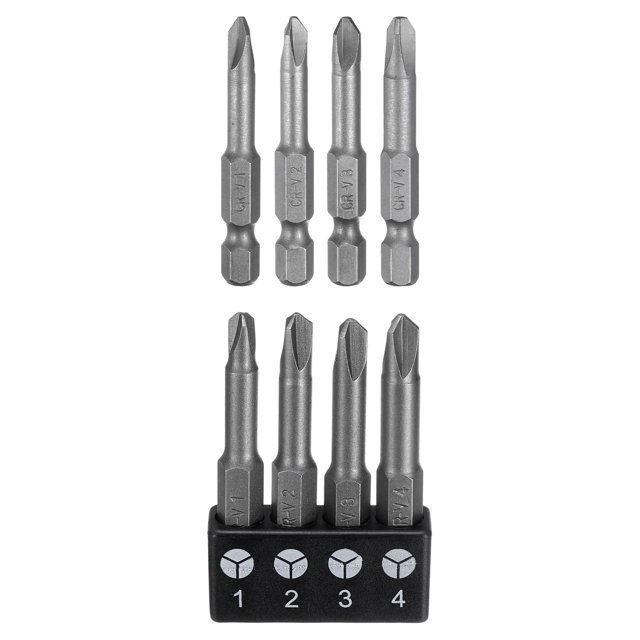 Uxcell 4pcs Y-Type Magnetic Screwdriver Insert Bits #1/2/3/4 1/4" Hex Shank 2" Length Special Shaped Y-Shaped Power Drill Bits with Bit Holder