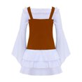 thumbnail image 4 of Aislor Robe Pirate Victorienne Renaissance pour Filles Manches Longues Robe Midi en Dentelle avec Gilet Ensemble Costume Halloween Blanc Marron 8, 4 of 7