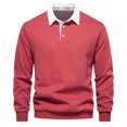 thumbnail image 1 of Yuyuzo Men Golf Shirts Long Sleeve Button Lapel V Neck Pullover Sports Tops Solid Color Patchwork Basic Blouse, 1 of 4