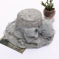 thumbnail image 4 of Women Church Cap Lace Bow Temperament Foldable Flat Top Sun Hat for Wedding, 4 of 8