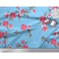 thumbnail image 2 of Soimoi Poly Georgette Fabric Leaves & Pink Flower Printed Craft Fabric by the Yard 42 Inch Wide, 2 of 3