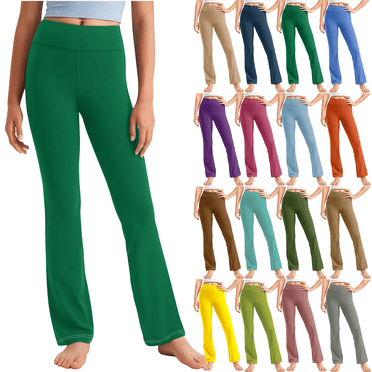 lcziwo Girl's Flare Leggings Kids Stretch Bell Bottoms Solid Casual Elastic High Waisted Yoga Pants Gray 5 Years Back to College Sales