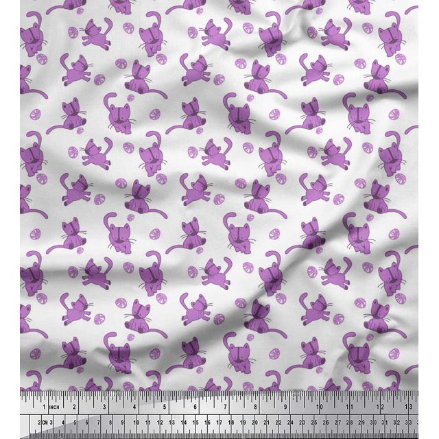 Soimoi Cotton Voile Fabric Wool & Cat Animal Decor Fabric Printed Yard 42 Inch Wide